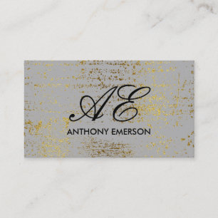 Elegant Monogram Script Gold Grunge Business Card