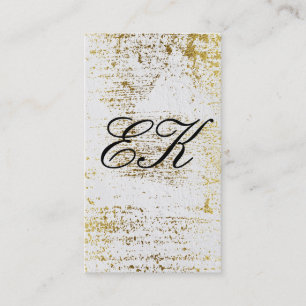 Elegant Monogram Script Gold Grunge White Texture Business Card