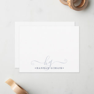Elegant Monogram Script Initials Navy Blue Card