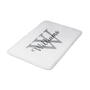 Elegant Monogram Script Name Bath Mat
