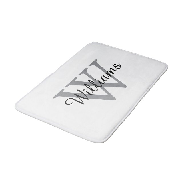 Elegant Monogram Script Name Bath Mat (Angled)