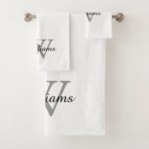 Elegant Monogram Script Name Bath Towel Set