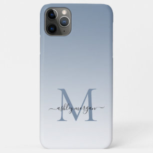 Elegant Monogram Script Name Vintage Blue Case-Mate iPhone Case