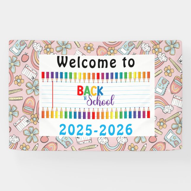 Elegant Monogram Script Office School Banner (Horizontal)