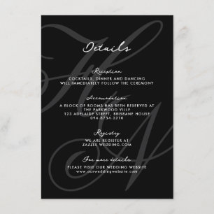 Elegant Monogram Script Wedding Details Enclosure Card