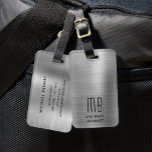Elegant Monogram Silver Grey Luggage Tag<br><div class="desc">Elegant Monogram Silver Grey Luggage Tag.</div>