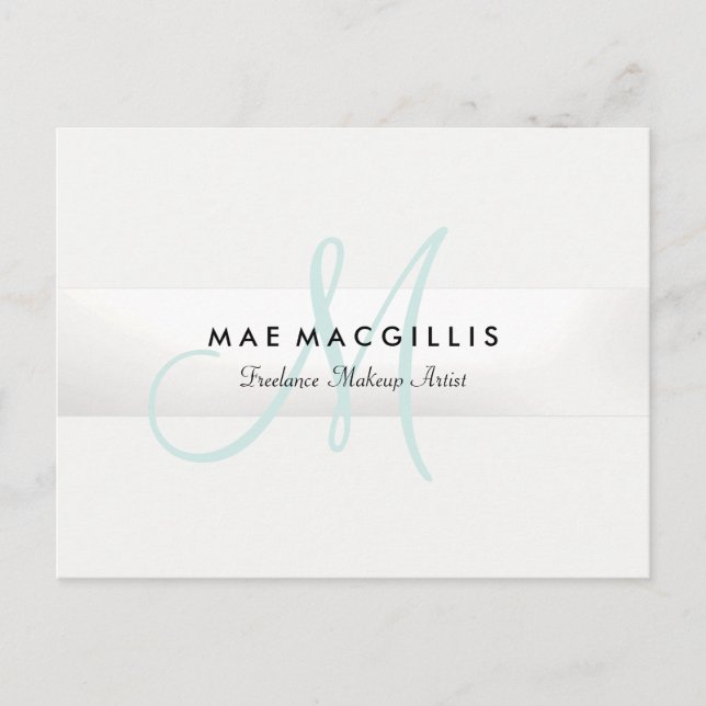 Elegant Monogram Silver Stripe Postcard (Front)