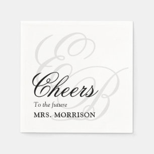 Elegant Monogram Simple White Bridal Shower Napkin