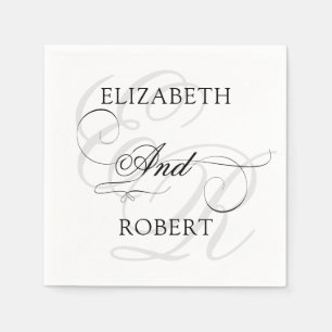 Elegant Monogram SImple White Wedding Napkin