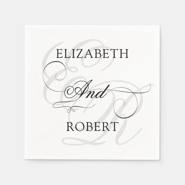 Elegant Monogram SImple White Wedding Napkin (Front)
