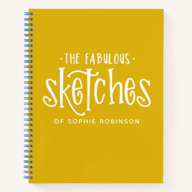 Elegant Monogram Sketchbook Your Name Notebook (Front)