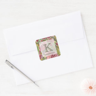 Elegant Monogram Square Sticker