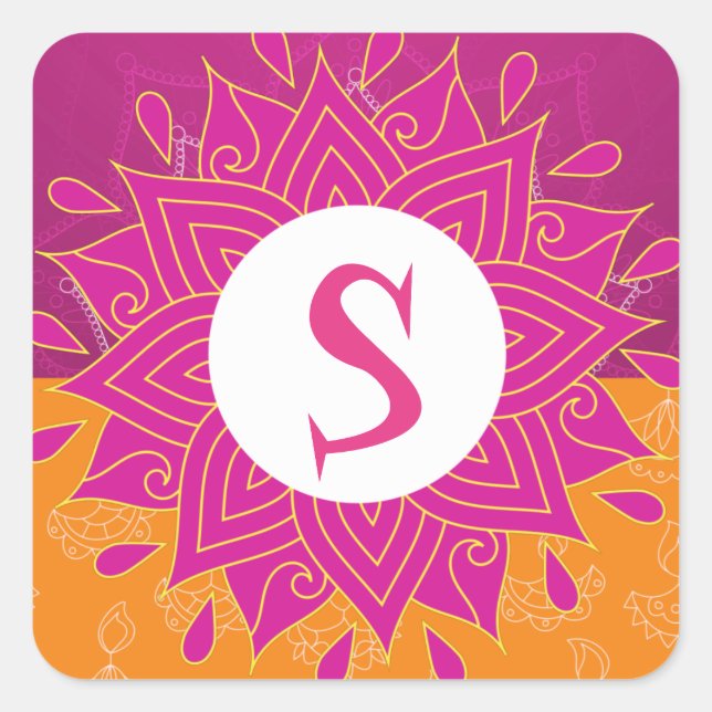 Elegant Monogram  Square Sticker (Front)