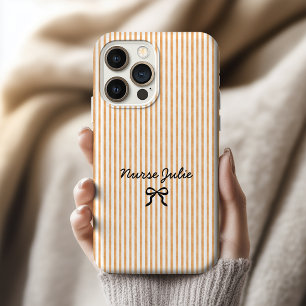 Elegant Monogram Stripes Birthday Graduation Name iPhone 15 Pro Case