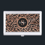 Elegant Monogram Stylish Leopard Animal Print Business Card Holder<br><div class="desc">A stylish and chic rose gold foil leopard animal print decorates this business card holder. Personalise it with your monogram initial and name. Designed for you by Blackberry Boulevard.</div>
