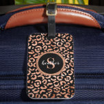 Elegant Monogram Stylish Leopard Animal Print Luggage Tag<br><div class="desc">A stylish and chic rose gold foil leopard animal print decorates this luggage tag. Personalise it with your monogram initial and name. Designed for you by Blackberry Boulevard.</div>