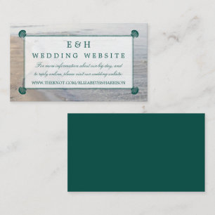 Elegant Monogram & Teal Scallop Beach Wedding Enclosure Card