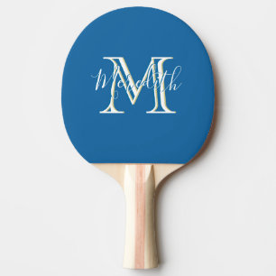 Elegant Monogram Teal White First Name Ping Pong Paddle