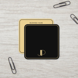 Elegant Monogram Template Luxury Black And Gold Square Business Card