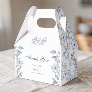 Elegant Monogram Toile Crest Wedding Thank You  Favour Box