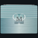 Elegant Monogram Turquoise Brush Steel iPad Cover<br><div class="desc">Electronic Cases. 100% Customisable. Ready to Fill in the box(es) or Click on the CUSTOMIZE button to add, move, delete or change any of the text or graphics. Made with high resolution vector and/or digital graphics for a professional print. NOTE: (THIS IS A PRINT. All zazzle product designs are "prints"...</div>