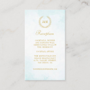 Elegant Monogram Turquoise Wedding Reception Enclosure Card