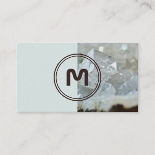 Elegant monogram two tone light crystal surface business card