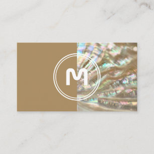 Elegant monogram two tone mother of pearl surface  business card