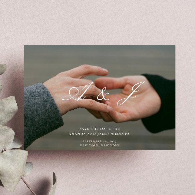 Elegant Monogram Typography Photo Save The Date Invitation (Creator Uploaded)