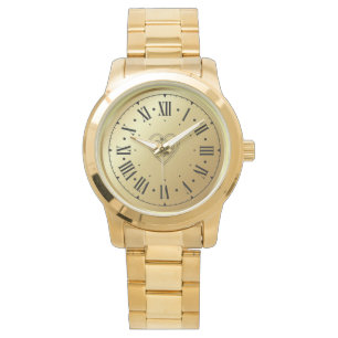 Elegant Monogram Unisex Oversize Gold Bracelet Watch