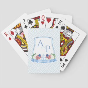 Elegant Monogram USA Flag Wedding Favour Playing Cards