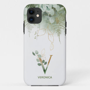 Elegant Monogram V Fern Succulent Case-Mate iPhone Case