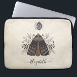 Elegant Monogram Vintage Butterfly Laptop Sleeve<br><div class="desc">An bohemian vintage mystical moth laptop sleeve. A beautiful celestial moth with foliage in earth tone colours. Personalise it with your name on the front of the laptop cover. Designed for you by Blackberry Boulevard. Other Mystical Moths designs available in the shop.</div>