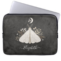 Elegant Monogram Vintage Butterfly Laptop Sleeve