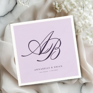 Elegant Monogram Violet Wedding Napkin