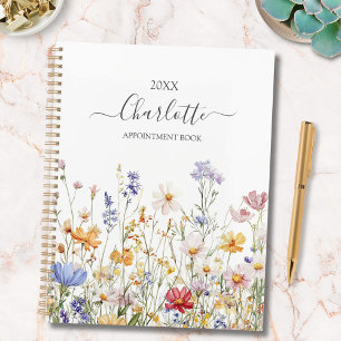 Elegant Monogram Watercolor Colourful Wildflower Planner