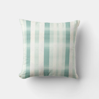 Elegant Monogram Watercolor Green Cream Stripe Cushion