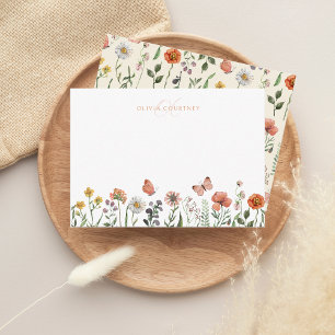 Elegant Monogram Watercolor Wildflower Floral Card