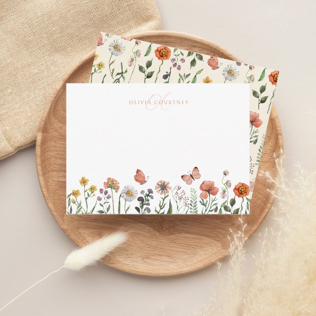 Elegant Monogram Watercolor Wildflower Floral Card (Creator Uploaded)