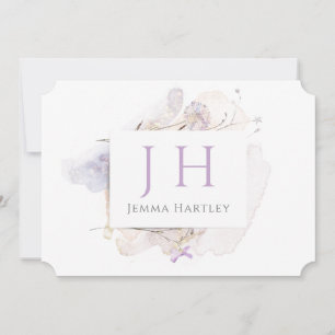 Elegant Monogram Watercolor Wildflowers  Card