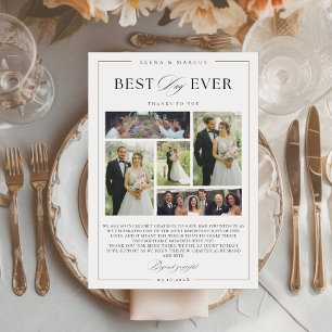 Elegant Monogram Wedding 5 Photos Thank You Card