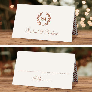 Elegant Monogram Wedding Burnt Orange Seating Place Card