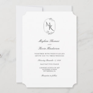 Elegant Monogram Wedding   Classic Formal Invitation