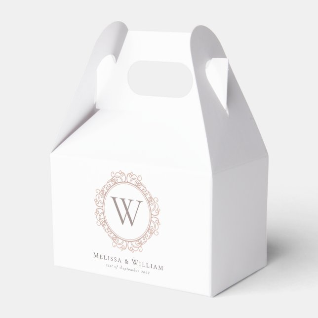 Elegant Monogram Wedding Classic White Favour Box (Front Side)
