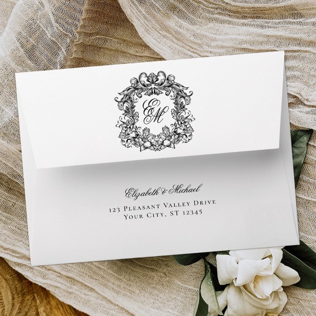 Elegant Monogram Wedding Crest Envelope (Creator Uploaded)