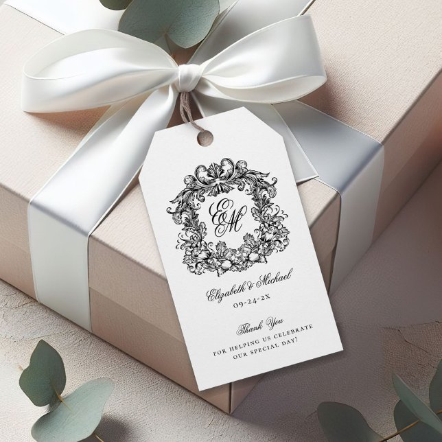 Elegant Monogram Wedding Crest  Gift Tags (Creator Uploaded)