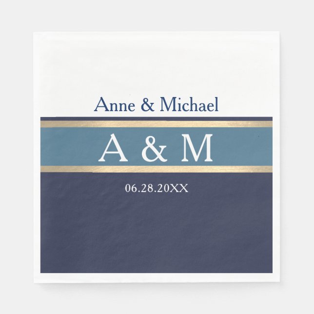 Elegant Monogram Wedding Event Napkin (Front)