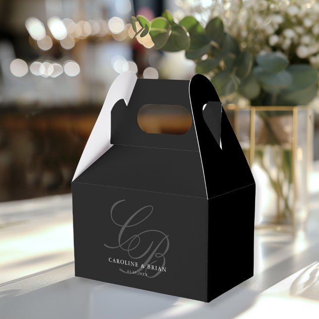 Elegant, Monogram, Wedding  Favour Box (Elegant, Monogram, Wedding Favor Boxes with your name and date.)