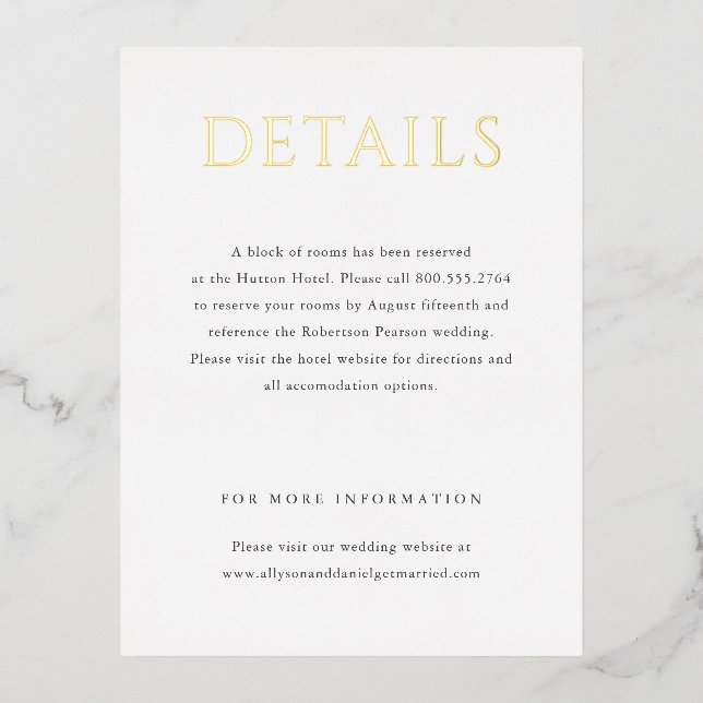 Elegant Monogram Wedding Foil Enclosure Card (Front)