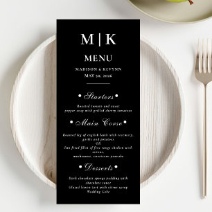 Elegant Monogram Wedding Menu Cards